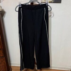 OFFLINE by Aerie Black Wide Leg Pants with White Side Piping